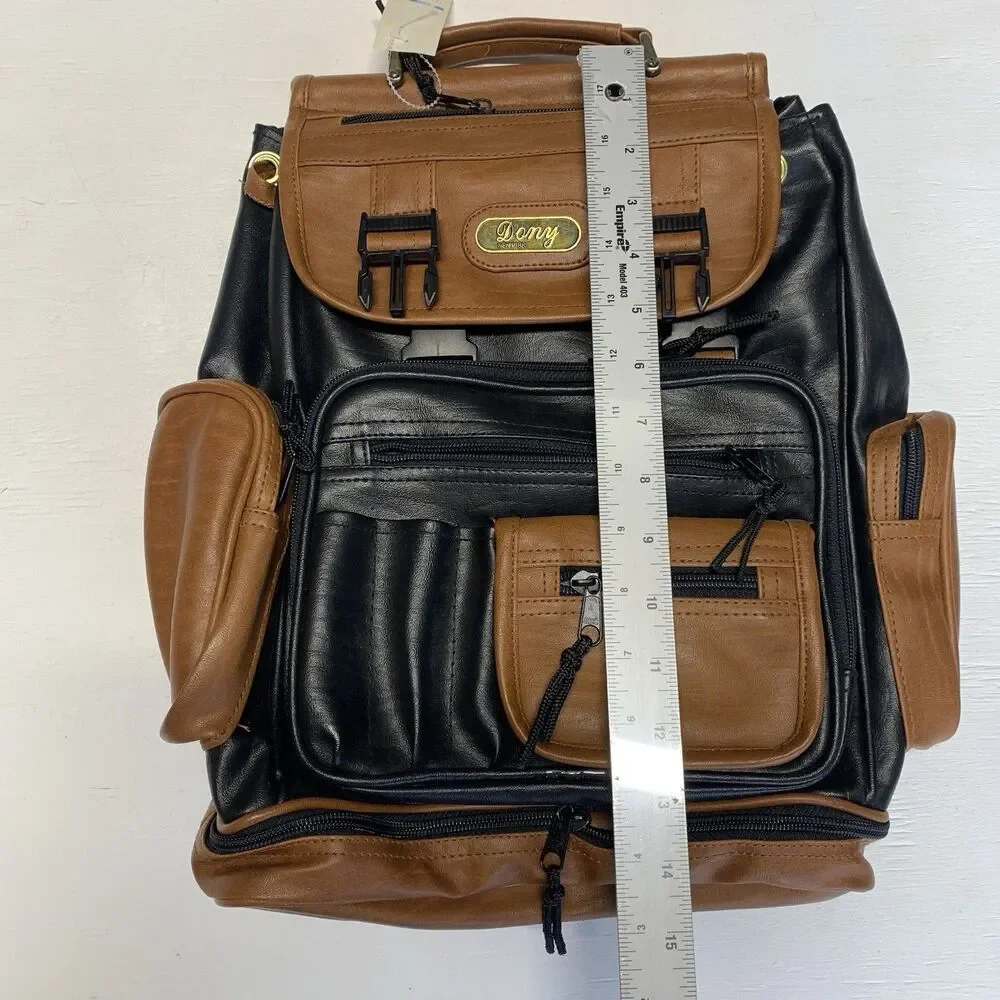 Rare Vintage 1980s Dony New York Leather Nylon Backpack New With Tags